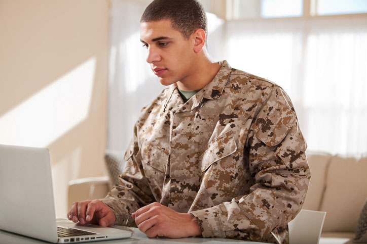 us marine at his home desk